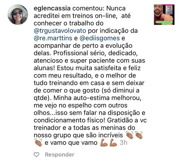 Depoimento de aluna do Seca em 30
